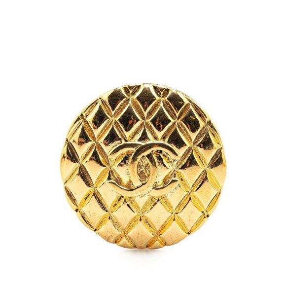 Vintage Chanel Matelasse Coco Mark Brooch, Gold Plated, Women's - Picture 1 of 5